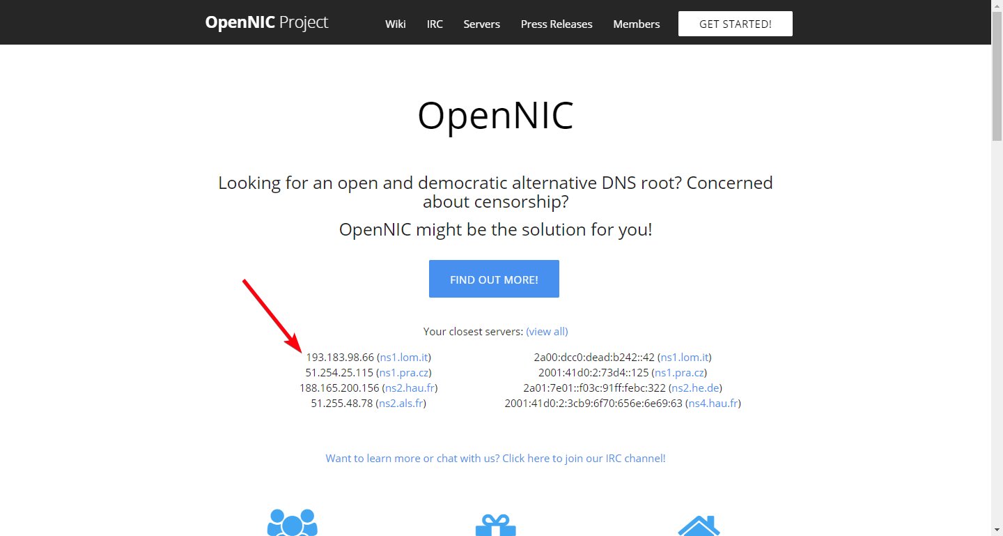 OpenNIC Servidores DNS