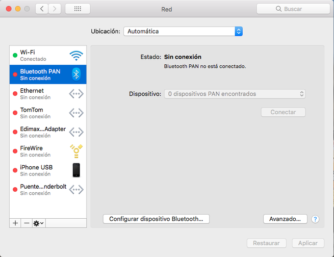 Configuración del Bluetooth en macOS