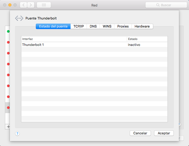 Opciones avanzadas de la interfaz Thunderbolt de macOS