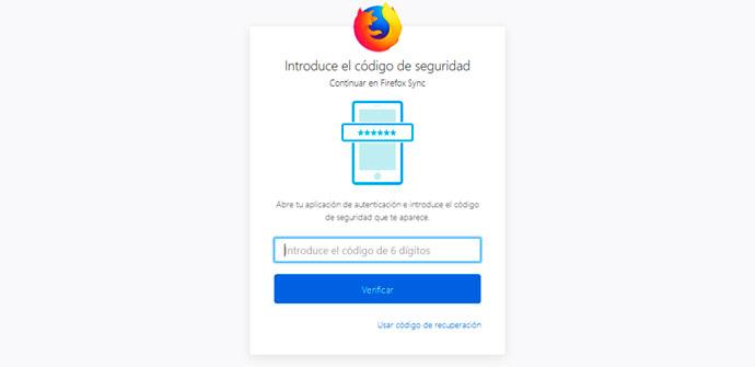 Doble Autenticación Cuenta de Firefox