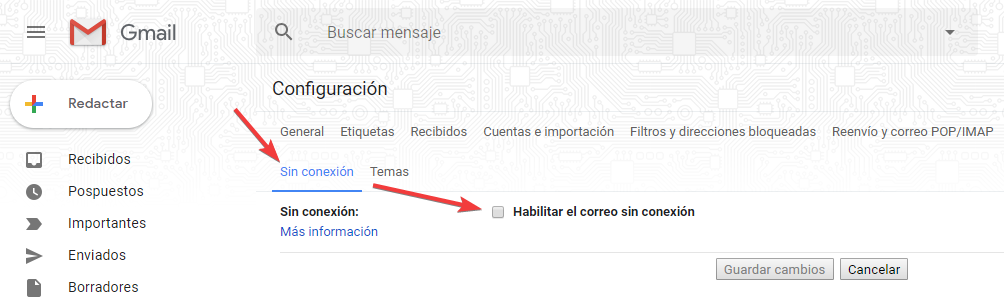 Modo Sin Conexión Gmail