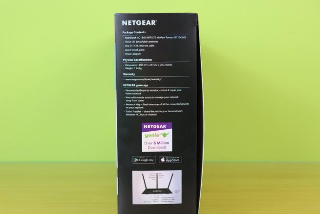 Lateral derecho de la caja del router 4G NETGEAR Nighthawk R7100LG