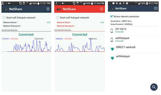 NetShare aplicación compartir Internet smartphone Android