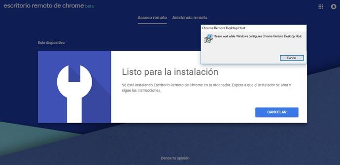 Instalación de Chrome Remote Desktop