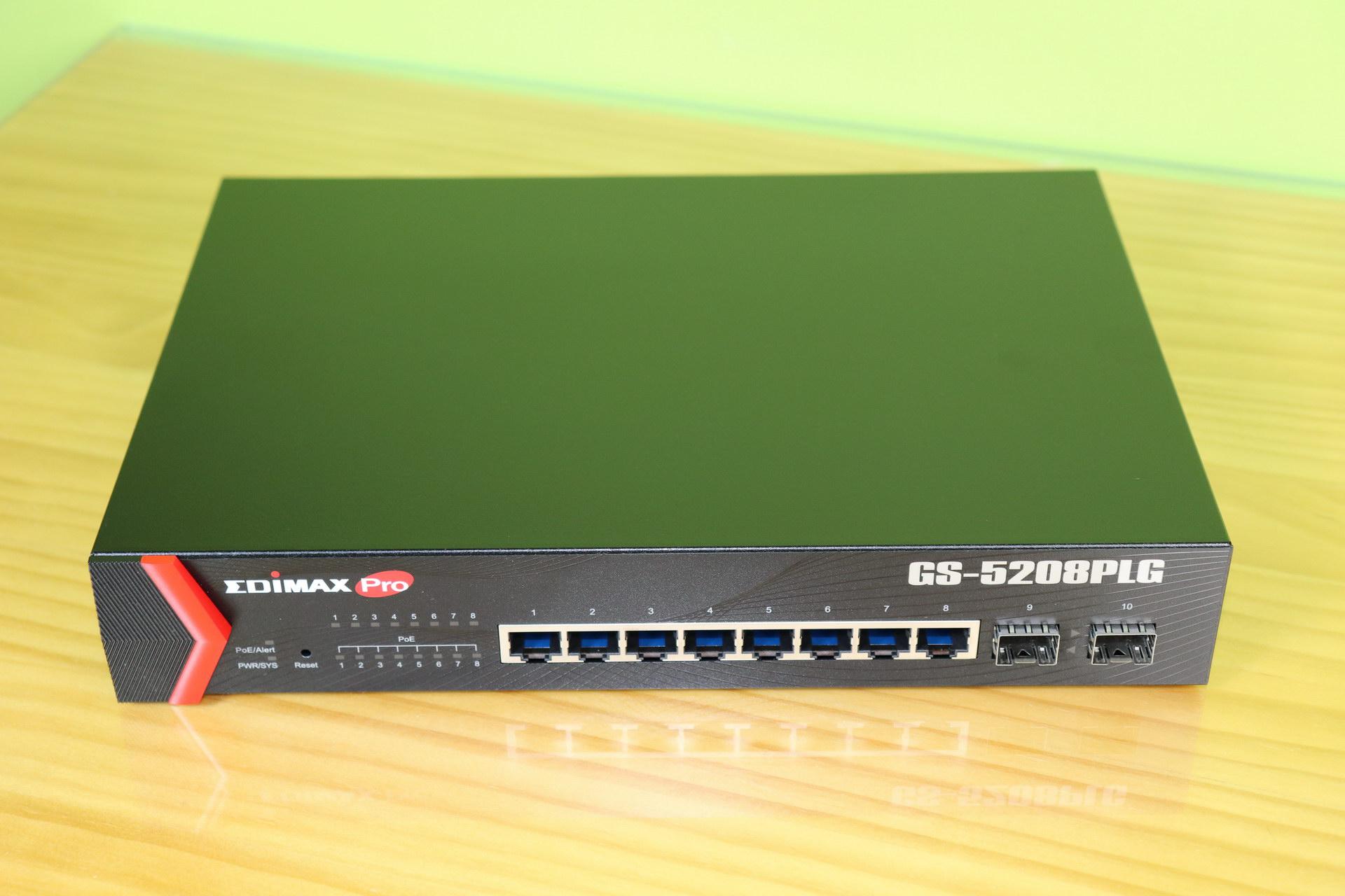 Frontal del switch gestionable Edimax GS-5208PLG