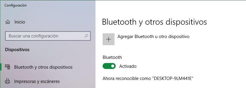 Configuración Bluetooth Windows 10