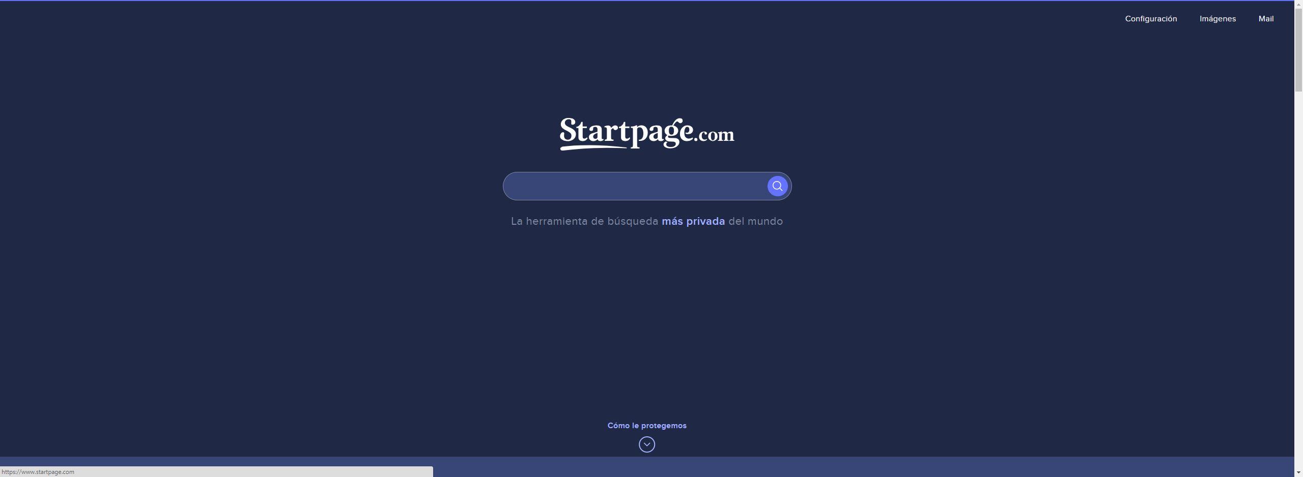 Buscador StartPage modo oscuro