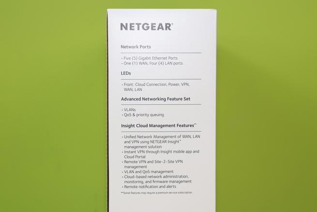 Lateral derecha de la caja del router NETGEAR Insight Instant VPN Router BR500