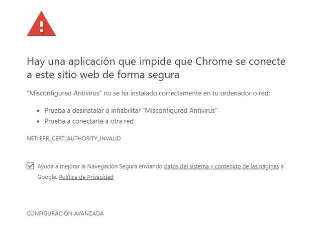 interstitials errores Google Chrome