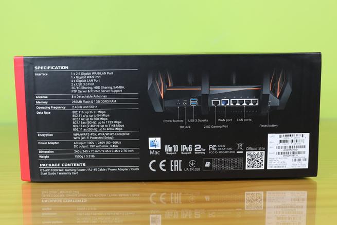 Lateral derecho de la caja del router gaming ASUS ROG Rapture GT-AX11000