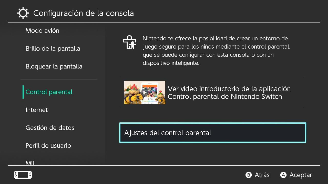 Nintendo Switch - Configurar control parental 1