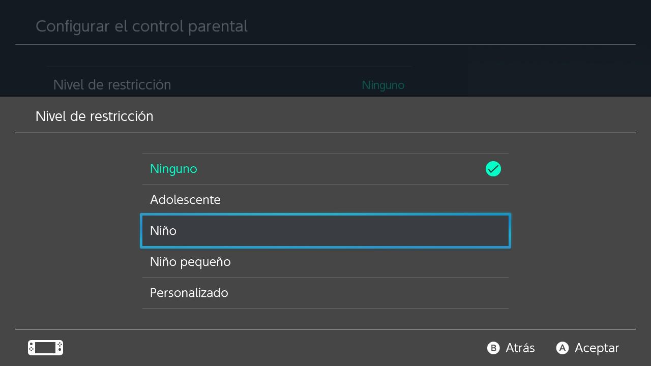 Nintendo Switch - Configurar control parental 4
