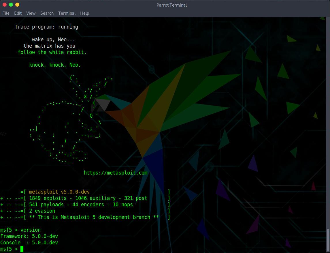 Parrot OS 4.5 - Metasploit 5