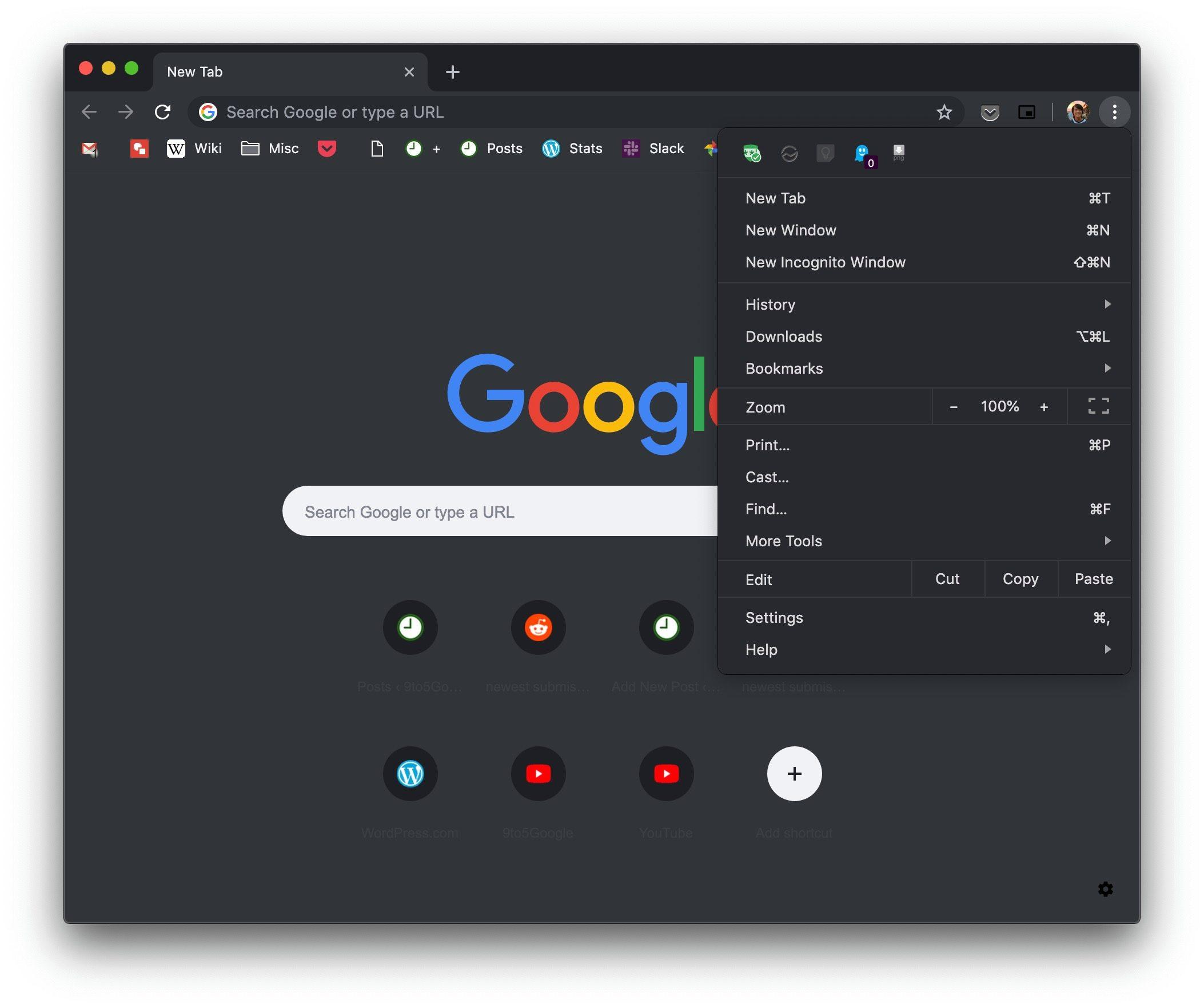 Google Chrome 73 Modo Oscuro macOS