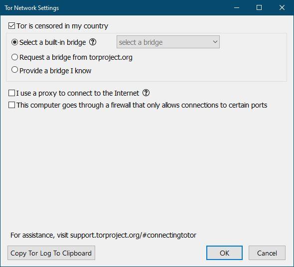 Configurar puente Tor Browser