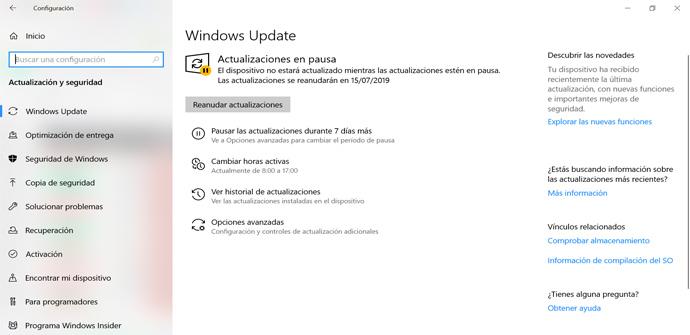 Pausar actualizaciones automáticas en Windows