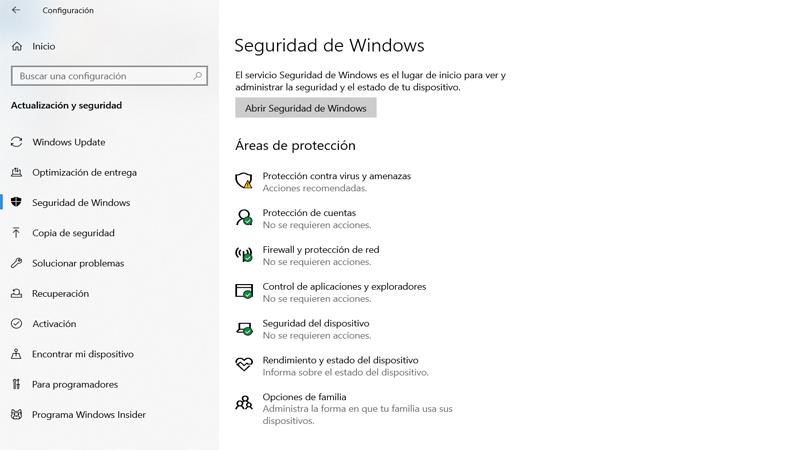 Abrir seguridad de Windows