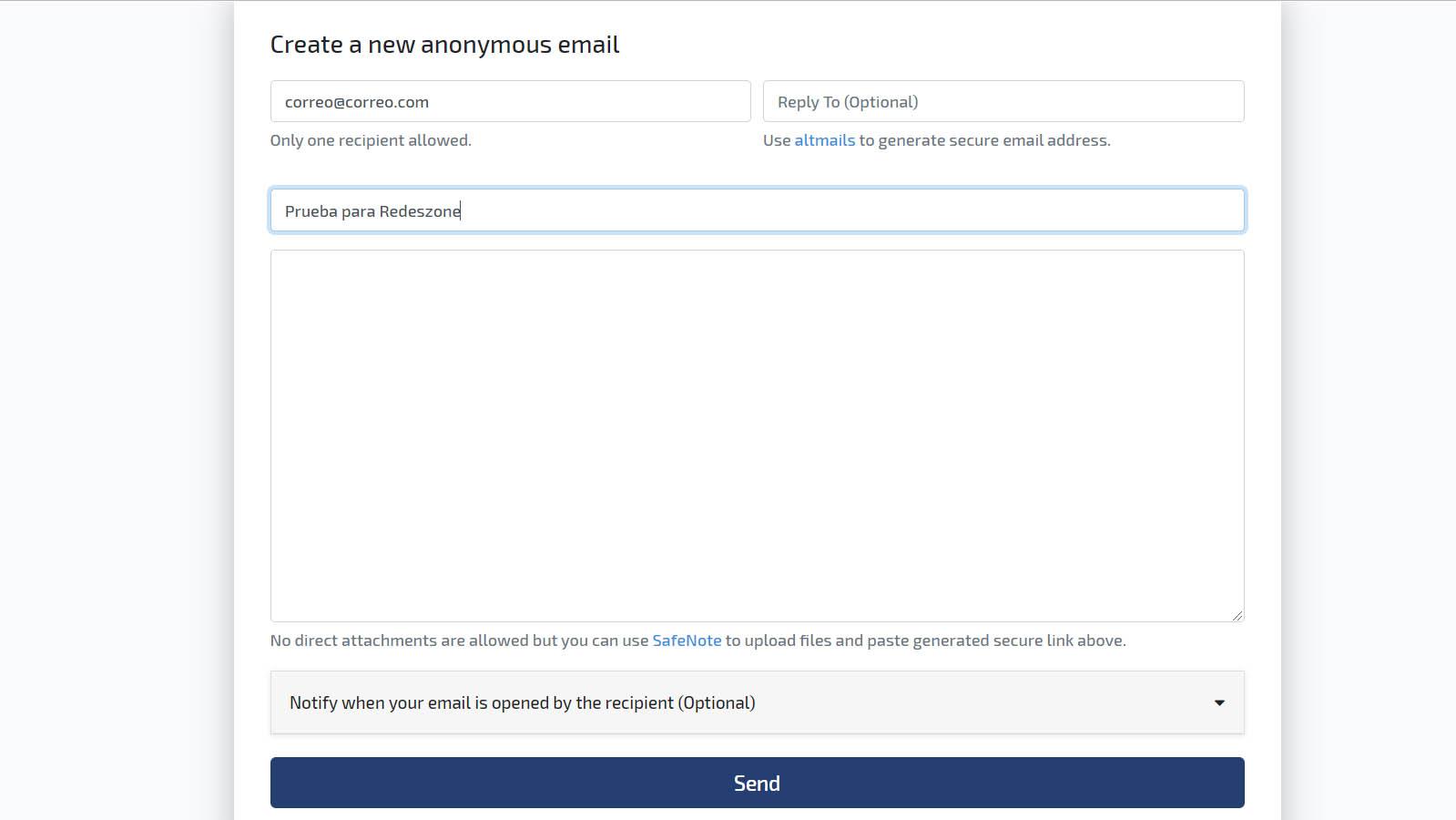 Enviar correos anónimos con SendMail