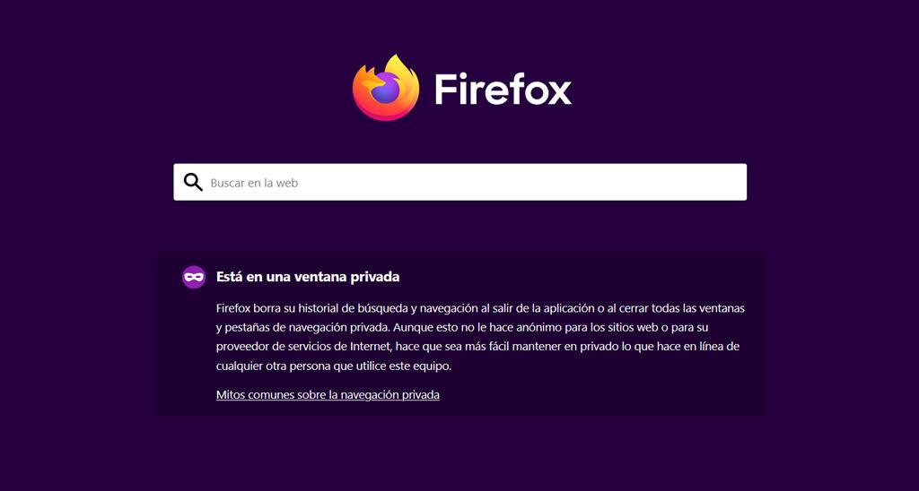 Navegación privada en Firefox
