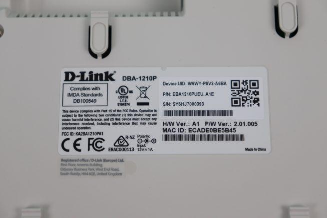 Pegatina del AP profesional D-Link DBA-1210P en detalle