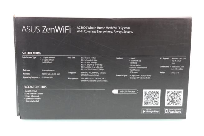 Lateral izquierdo de la caja del sistema Wi-Fi mesh ASUS ZenWiFi CT8