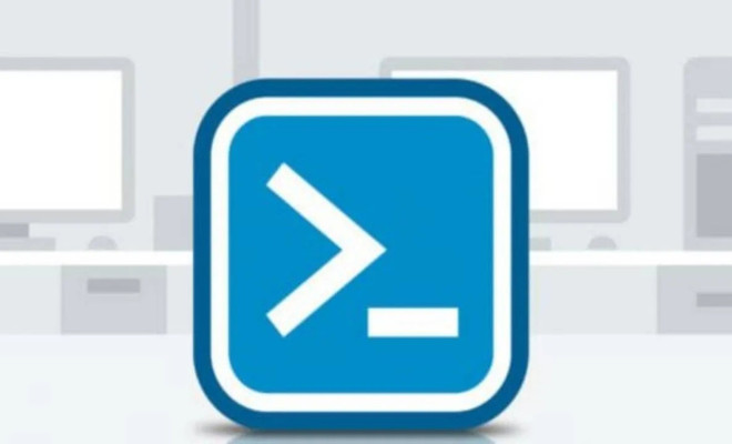 Logo de la consola de comandos CMD de Windows sobre un fondo de código binario, representando los comandos de red
