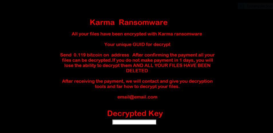 Ejemplo de ransomware denominado Karma