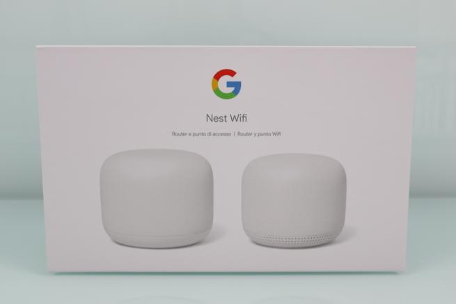 Frontal de la caja del sistema Wi-Fi Mesh Google Nest WiFi
