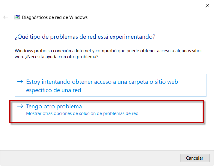 Solucionador de problemas de red de Windows 10