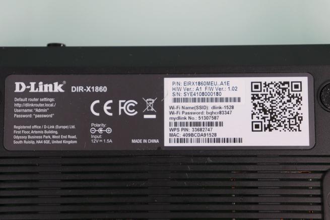 Pegatina del router neutro D-Link DIR-X1860 en detalle