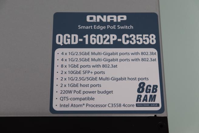 Características técnicas del switch QNAP QGD-1602P