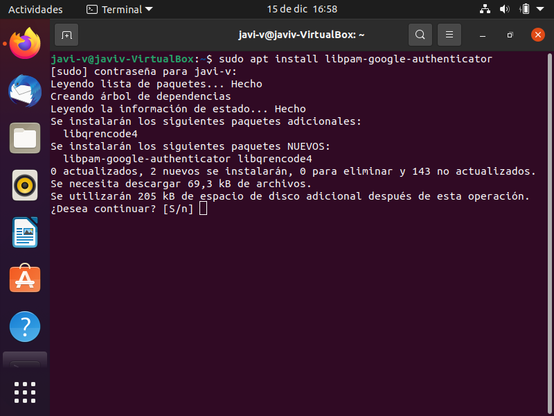 Instalar autenticación en dos pasos en Ubuntu