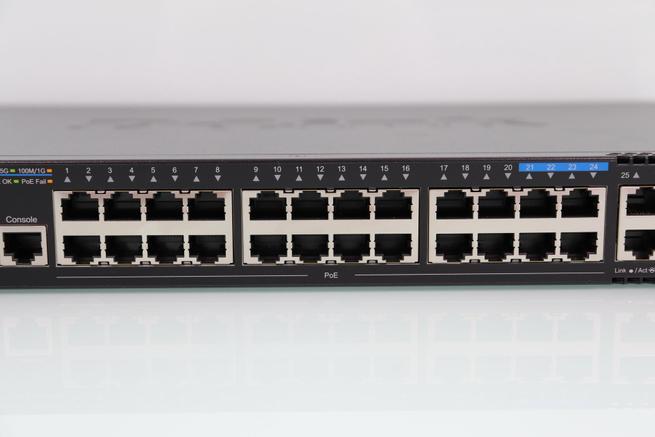 Puertos Gigabit Ethernet y Multigigabit PoE del switch L3 D-Link DGS-1520-28MP