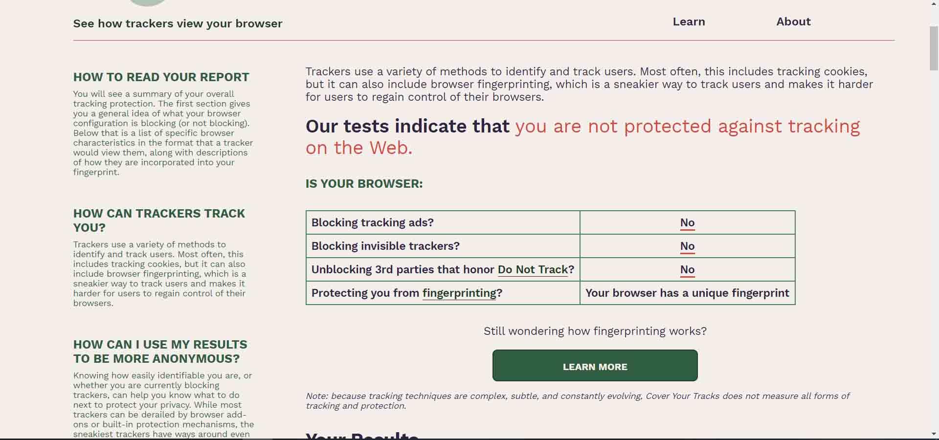Test de privacidad del navegador