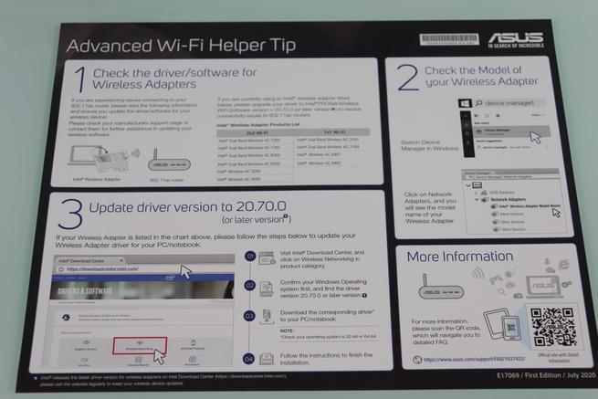 Vista del folleto de Intel con compatibilidad WiFi 6