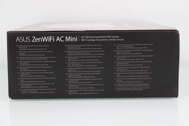 Vista del lateral derecho de la caja del sistema WiFi Mesh ASUS ZenWiFi AC Mini CD6