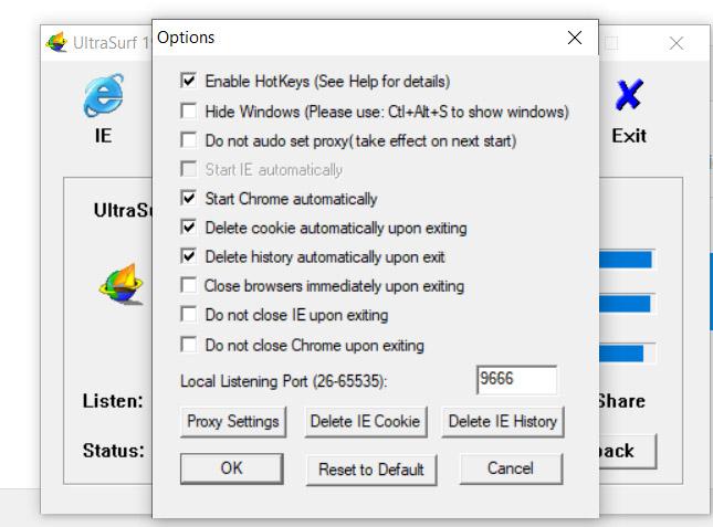 Configurar un proxy con UltraSurf
