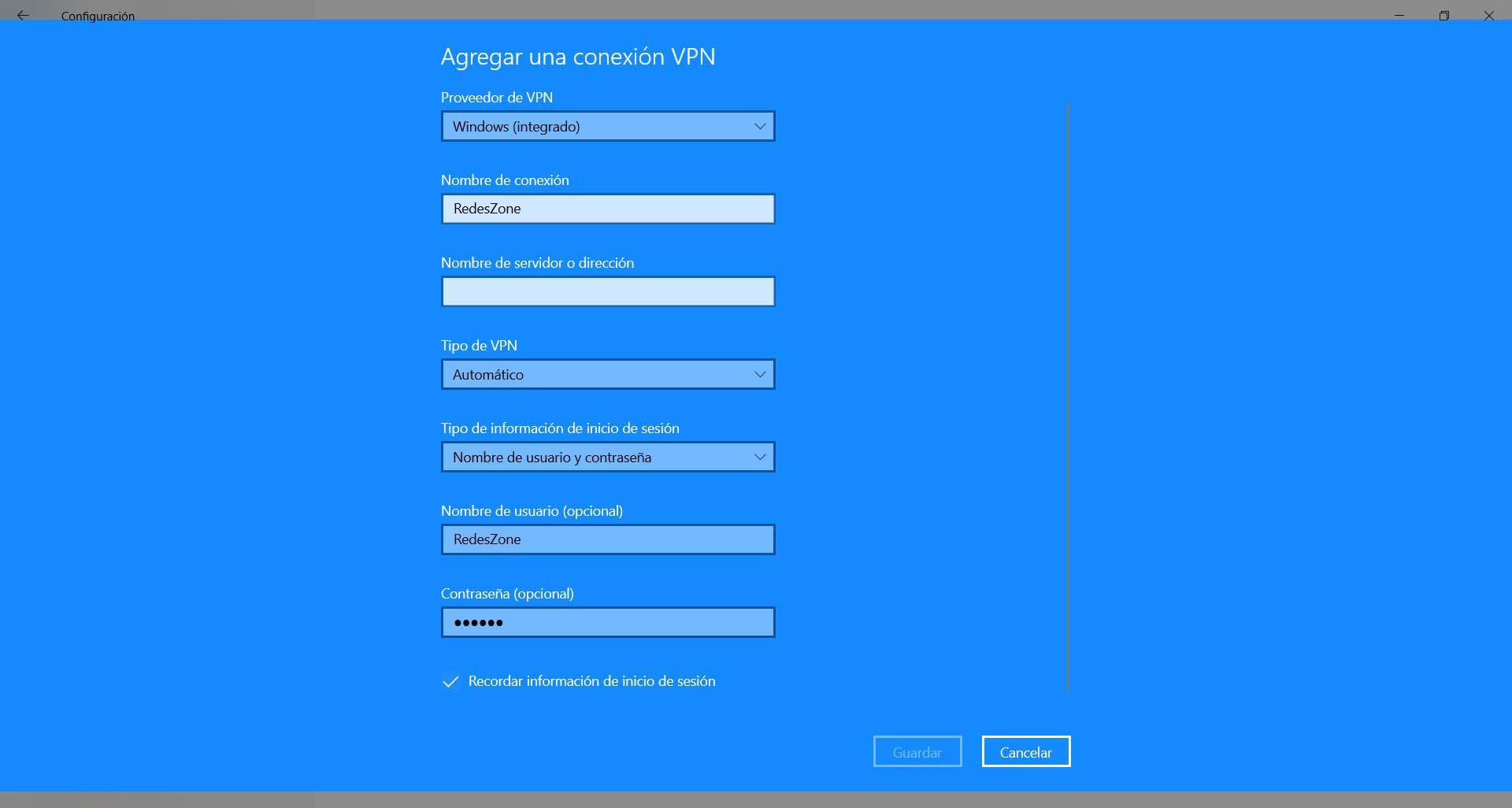 Cómo cambiar la contraseña de la VPN en Windows 10
