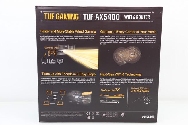 Trasera del router gaming ASUS TUF-AX5400 con WiFi 6