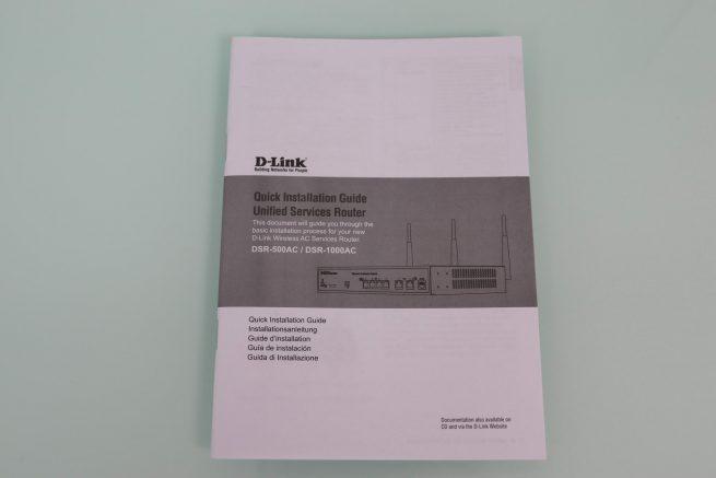 Vista de la guía de instalación rápida del router D-Link DSR-1000AC