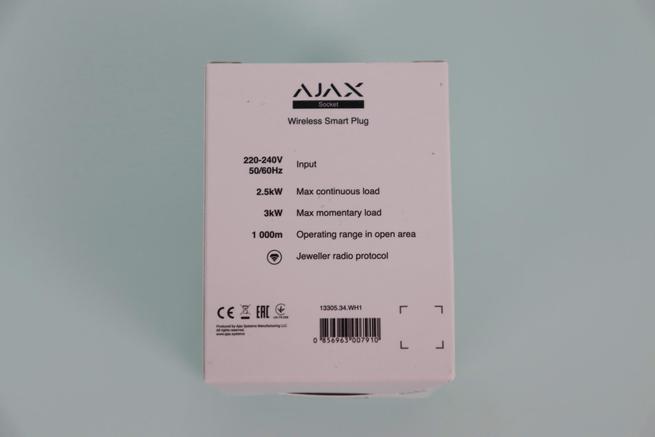 Trasera de la caja del enchufe inteligente Ajax Socket