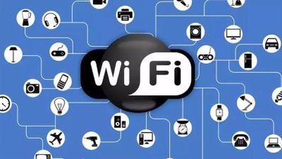 Ilustración conceptual de una red WiFi doméstica con múltiples dispositivos domóticos conectados, como bombillas y enchufes inteligentes