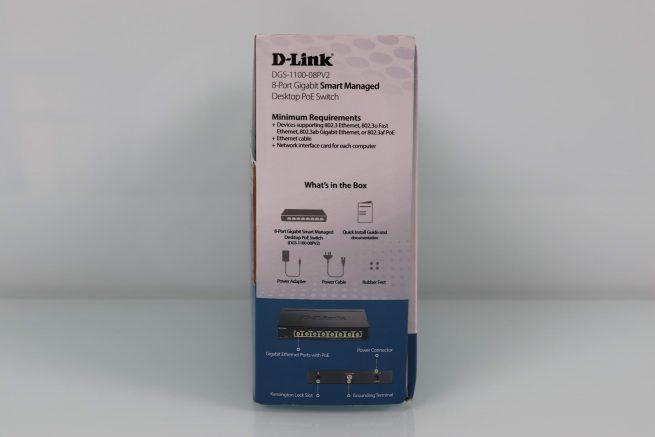 Lateral izquierdo de la caja del switch D-Link DGS-1100-08PV2