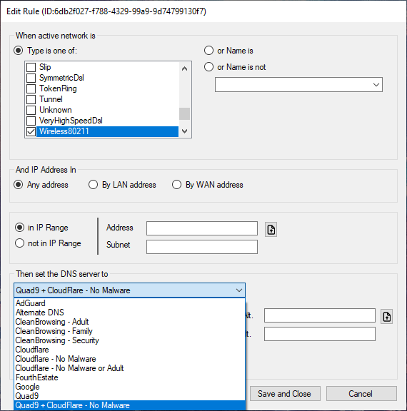 How to change DNS servers dynamically with DNSRoaming