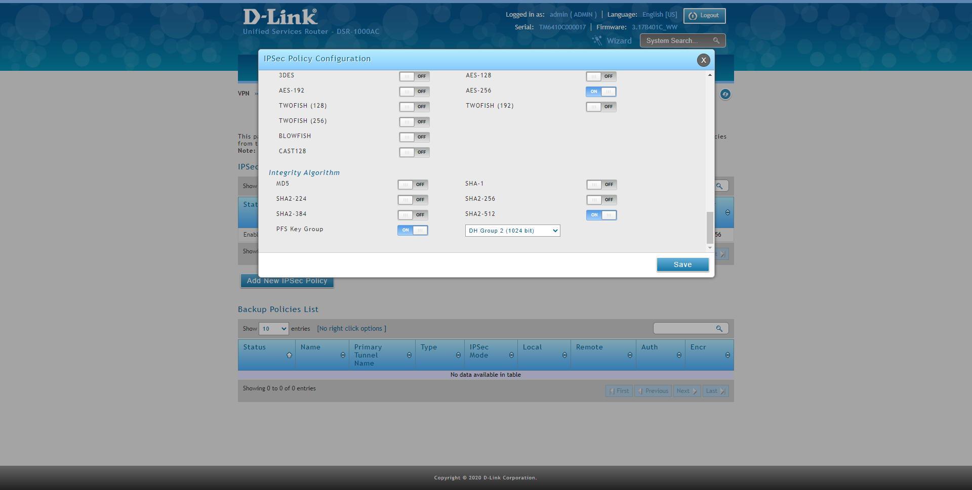 Configure IPsec VPN Server on the D-Link DSR-1000AC Router