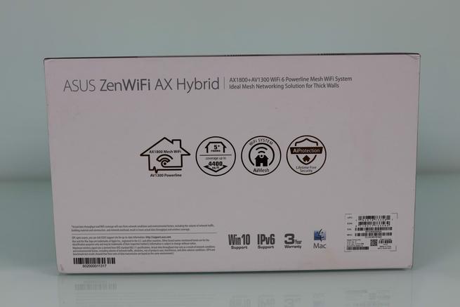 Zona inferior de la caja del sistema WiFi Mesh ASUS ZenWiFi XP4