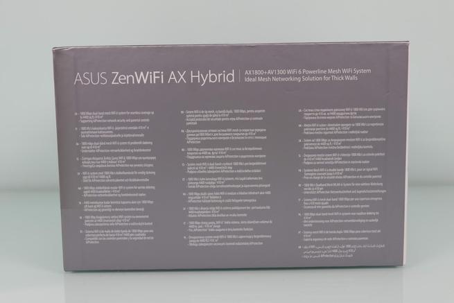 Lateral derecho de la caja del sistema WiFi Mesh ASUS ZenWiFi XP4 en detalle
