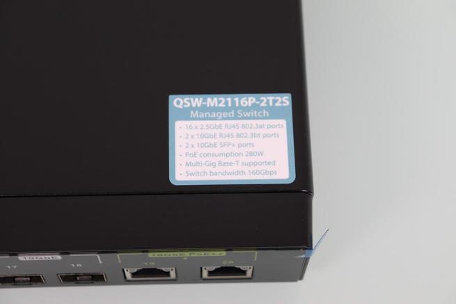 Especificaciones técnicas del switch gestionable QNAP QSW-M2116P-2T2S