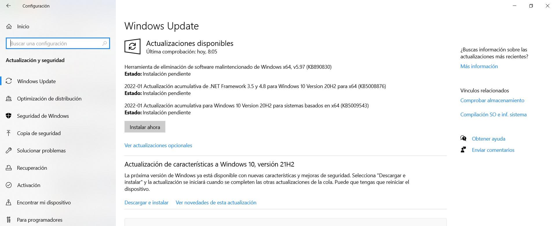 Actualizaciones de seguridad de Windows