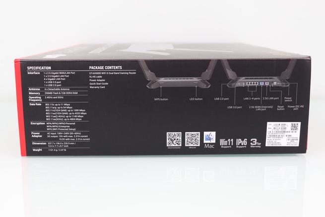 Lateral derecho de la caja del router ASUS GT-AX6000